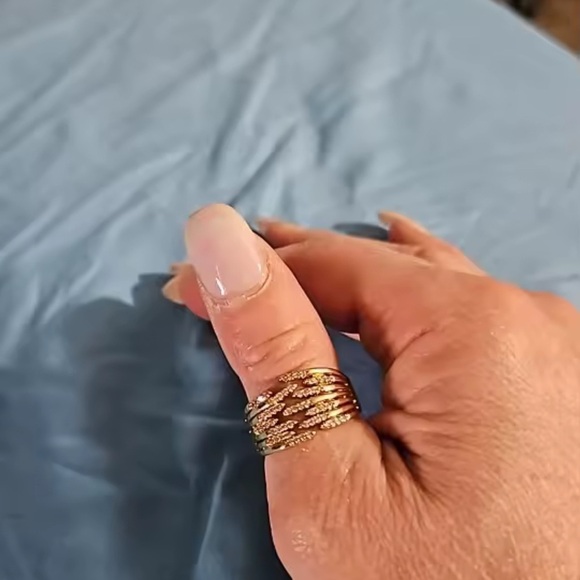 Anthropologie Spiral Gold Crystal Ring - Picture 8 of 14